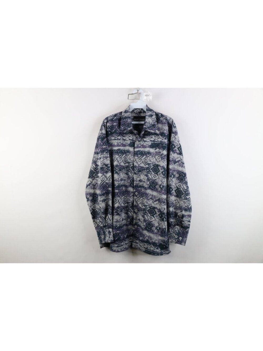Vintage 90s Streetwear Mens Size Large Geometric Silk Collared Button Shirt